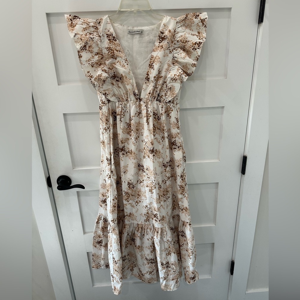 Abercrombie & Fitch Cream and Brown Floral Maxi Dress